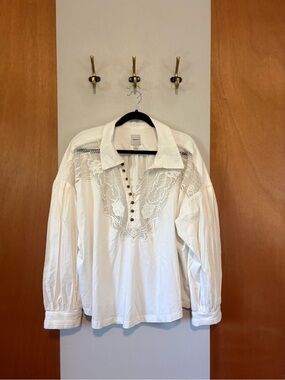 Maeve White Lace Button-Front Blouse, size 1X